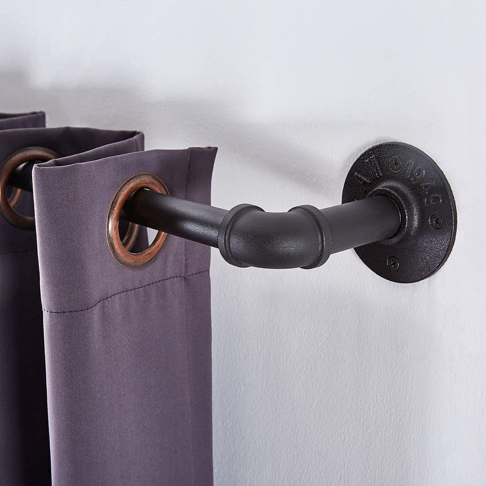 1 Inch Industrial Curtain Rod 28” to 48” Black Pipe Rustic